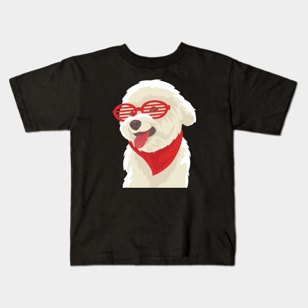 Poodle with Red Striped Sunglasses T-Shirt Kids T-Shirt by riin92